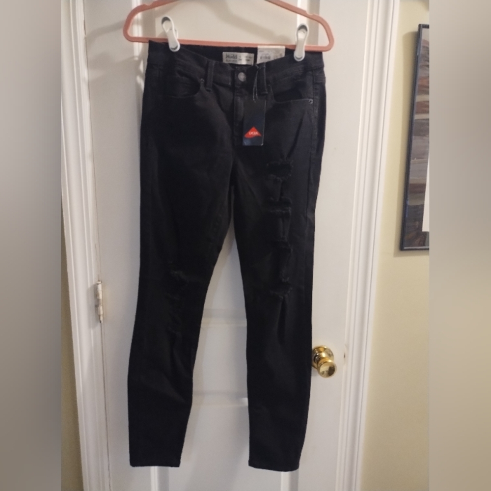 Mudd FLX stretch 9/29 W Low Rise Black/Dark Distressed Jeans NWT